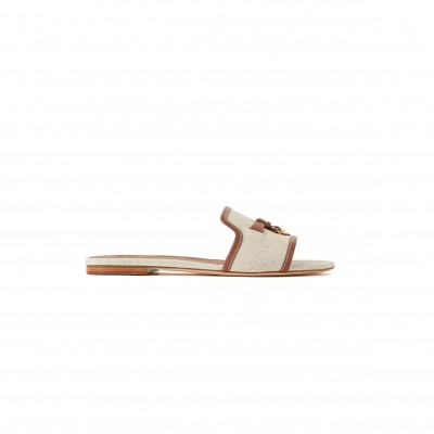LORO PIANA SUMMER CHARMS FLAT SANDALS IN CANVAS 